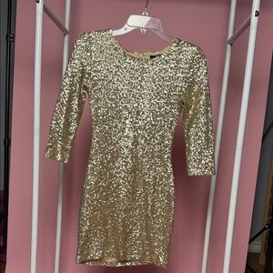 Shimmering Gold Sequin Mini Dress